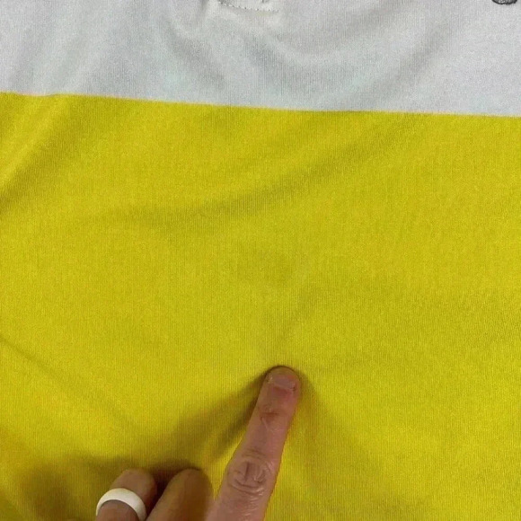 Nike Golf Dri-Fit Mickey Mouse Disney Parks Men's Polo Sz L Striped Yellow Gray - Picture 3 of 11